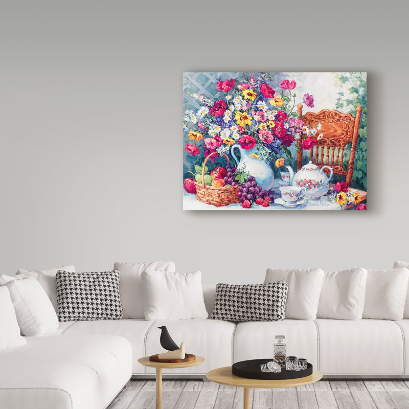«Time For Tea Flowers», reproduction de peinture acrylique sur toile tendue, H 14 po x l 19 po x P 2 po