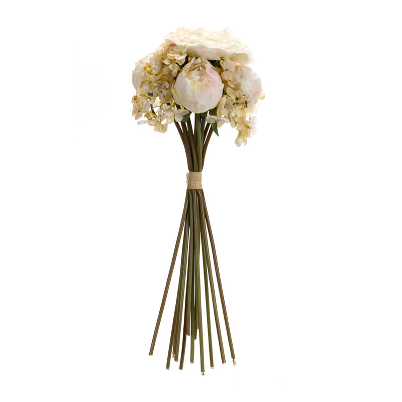 Arrangement floral pivoine hydrangée, Blanc / Jaune