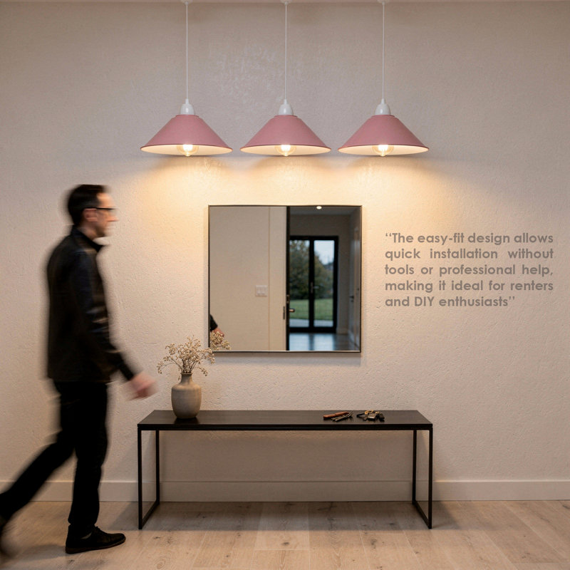 10cm H Metal Cone Lamp Shade, Pink