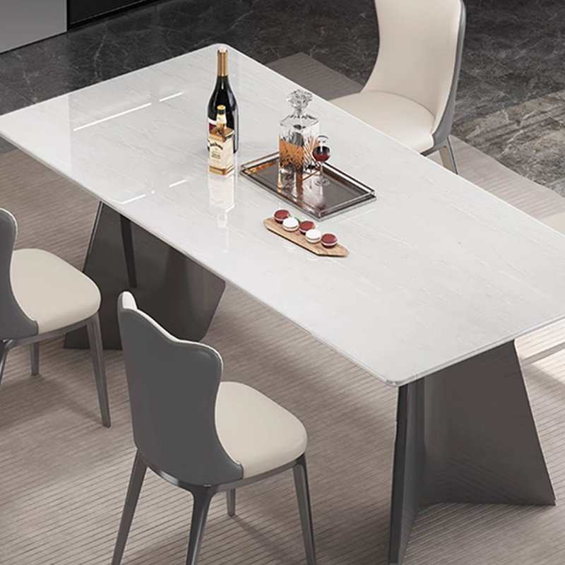 Tables de salle à manger rectangulaires en marbre naturel naturel, H 29,5 po x L 63 po x l 31,5 po