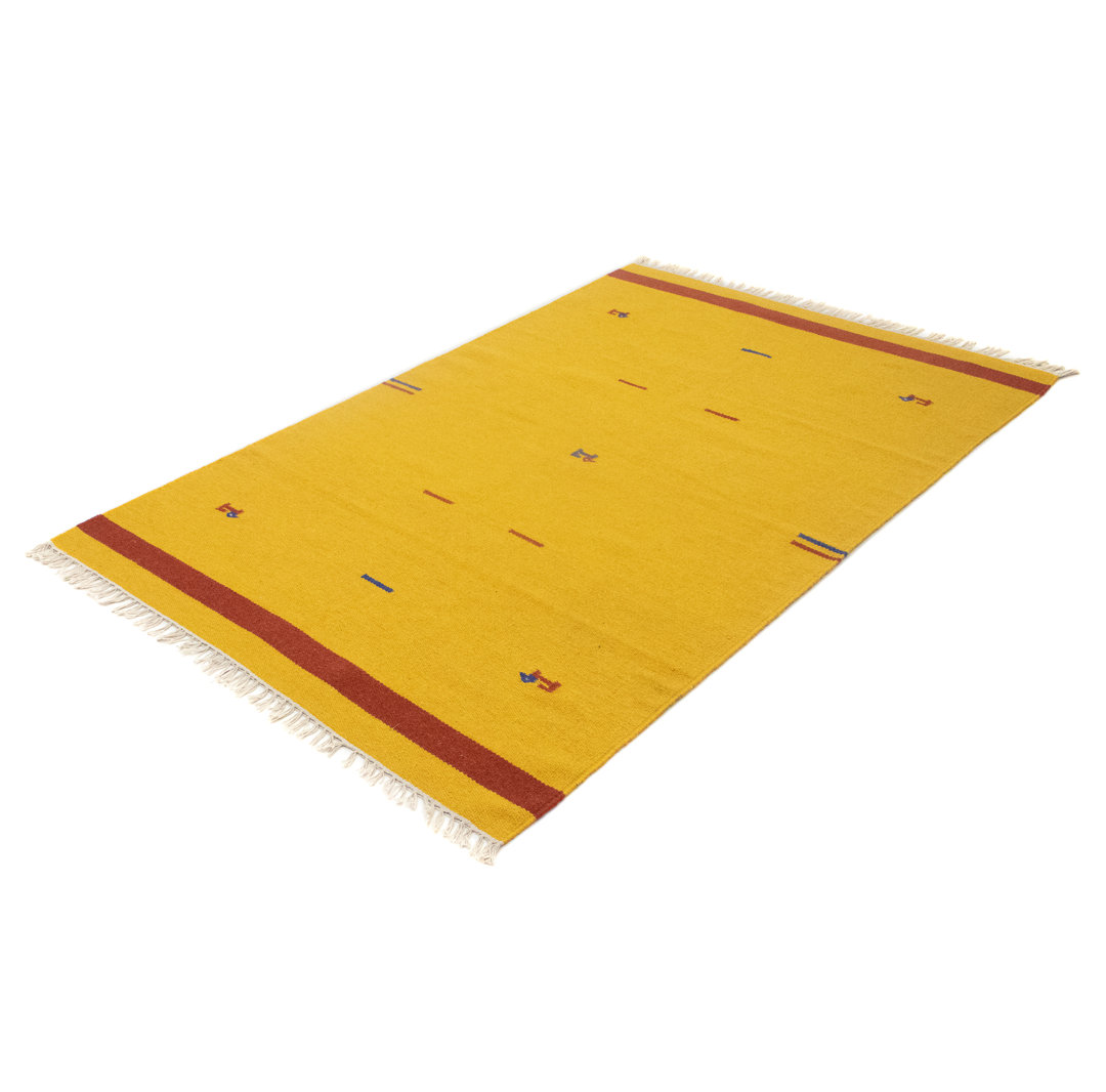 Handmade Kilim Wool Yellow Indoor/Outdoor Rug
