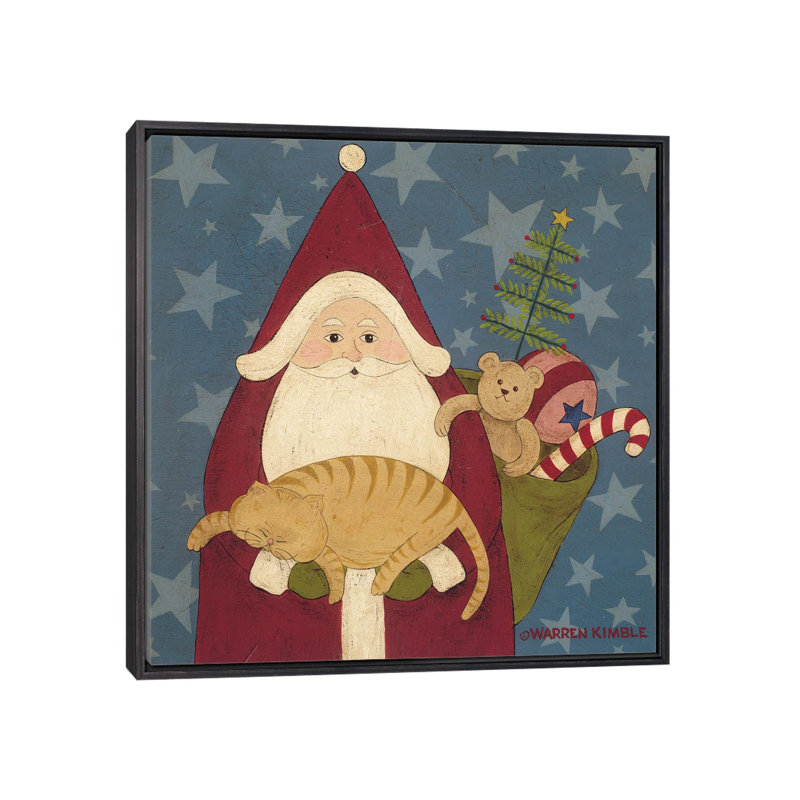 Père Noël - reproduction d'art murale - toile encadrée, H 26 po x l 26 po, Impression encadrée sans passe-partout