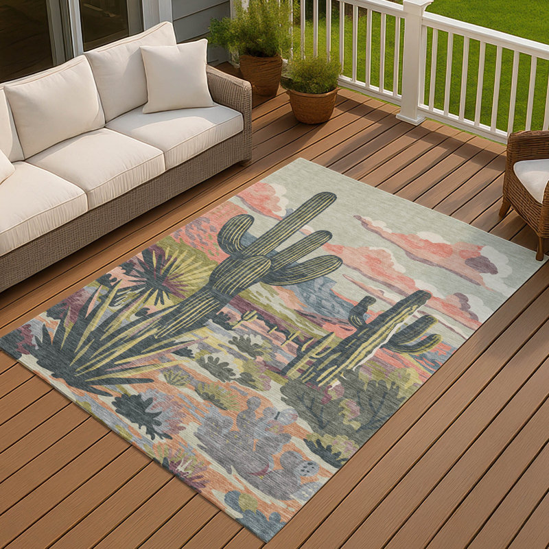 Machine Washable Indoor/Outdoor Chantille ACN2496 Americana Rug, Celery, 9' x 12'