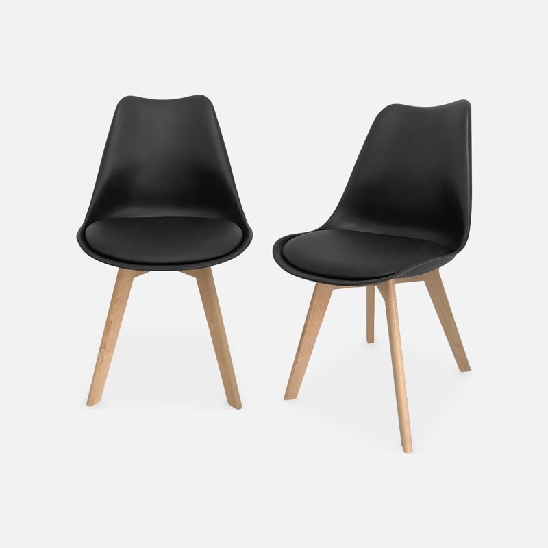 Lewisburg 2 Scandinavian Dining Chairs (Pair), Black