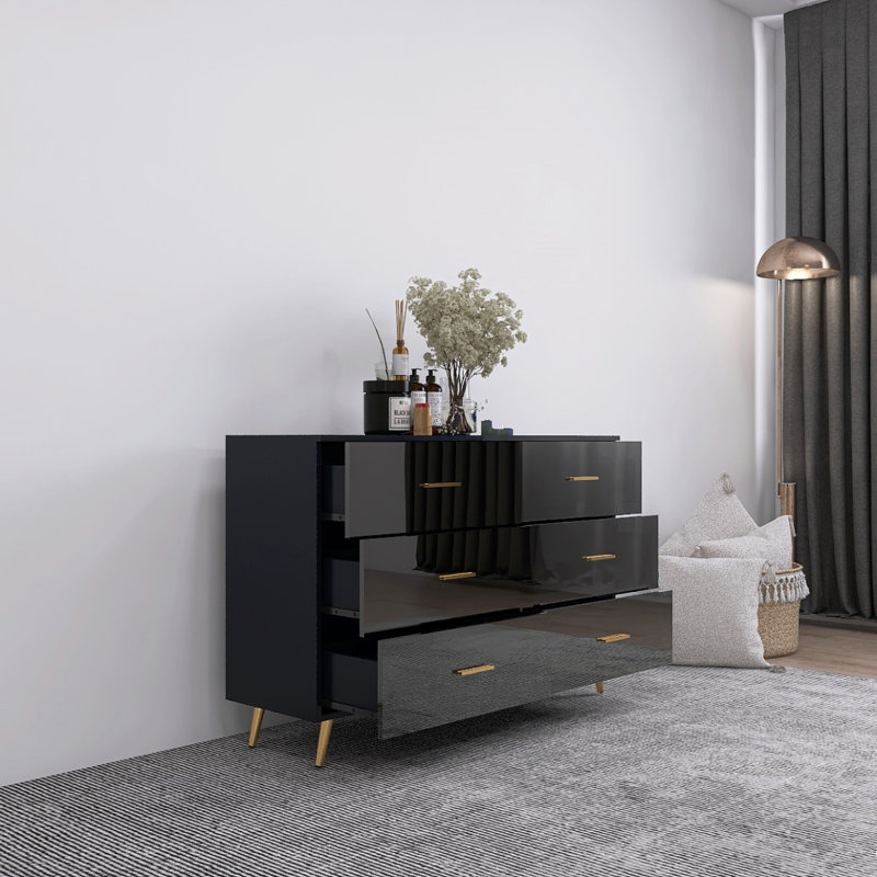 Commode, commode à haute brillance, Noir