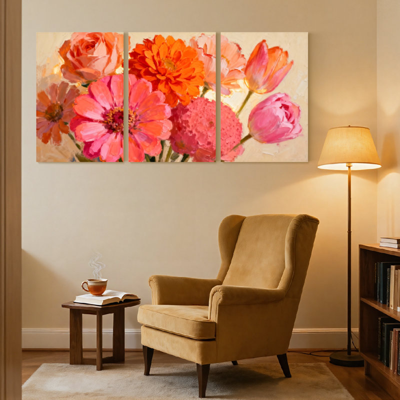 Plantes et fleurs, ensemble de 3 impressions sur toile, H 30 po x l 60 po