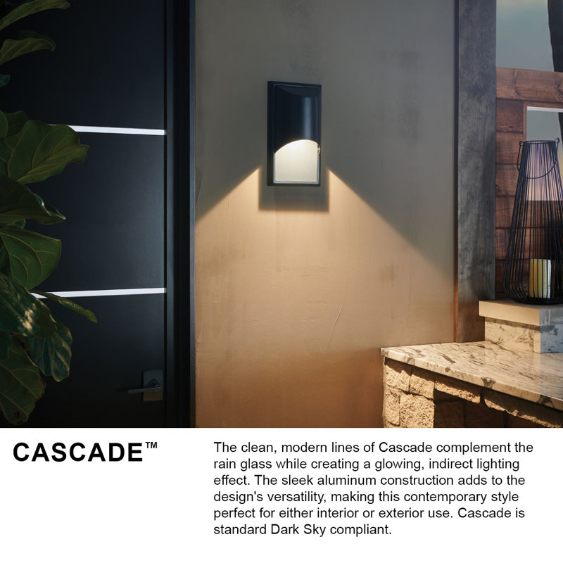 Cascade Outdoor Flush Mount, Medium, Satin Black, Incandescent