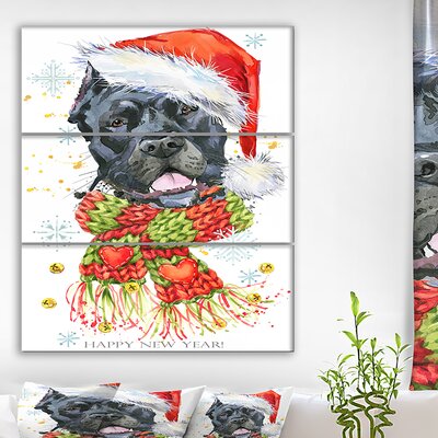 Funny Dog with Santa Hat' Oil Painting Print Multi-Piece Image on Wrapped Canvas -  East Urban Home, 822AAF6D41614116BC99E6EFEC355CCB