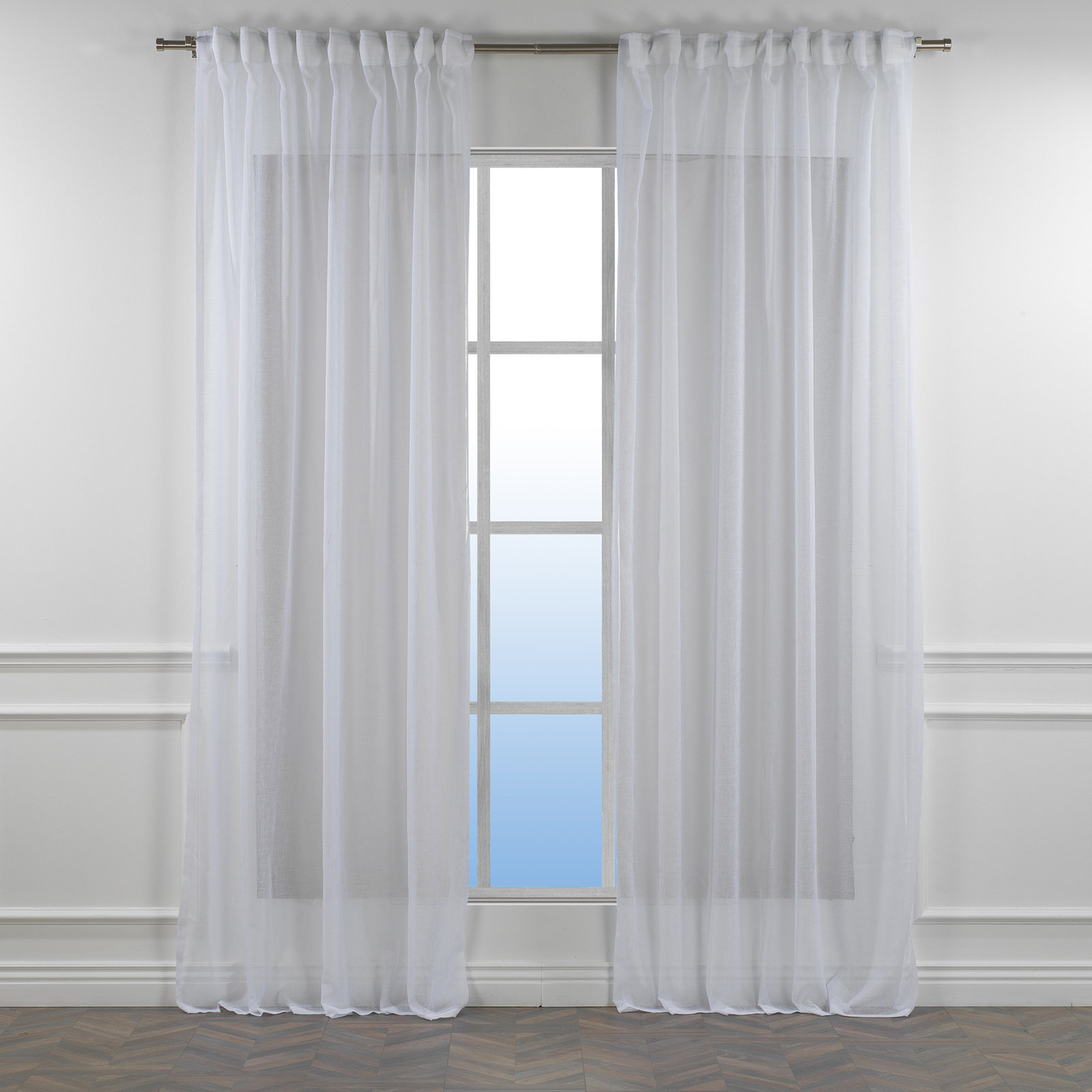 Linen Sheer Single Curtain Panel, 52" W x 63" L, White