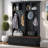55.9"W  Farmhouse 4-In-1 Hall Tree With Wood Grain Bench, Mudroom Versatile Coat Rack With 2 Large Drawer, Entrance Organizer For Hallway, Living Room-1403281878