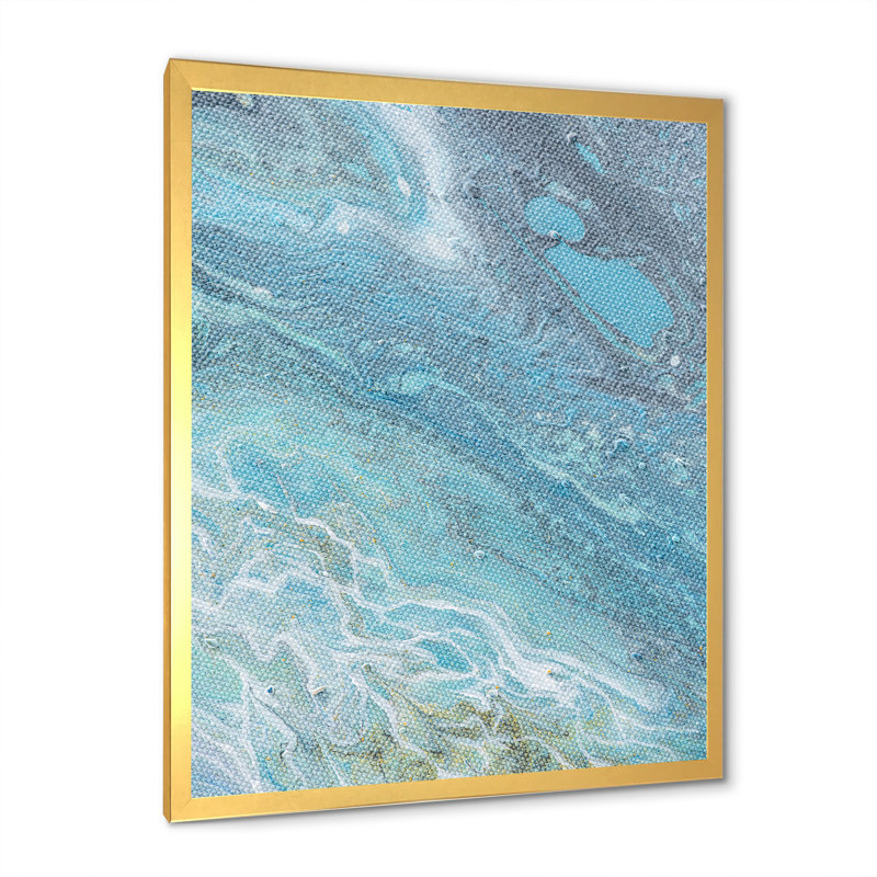 Art de marbre liquide bleu et jaune III, reproduction d'art sur toile, H 12 po x l 8 po x P 1 po, Toile avec cadre photo doré