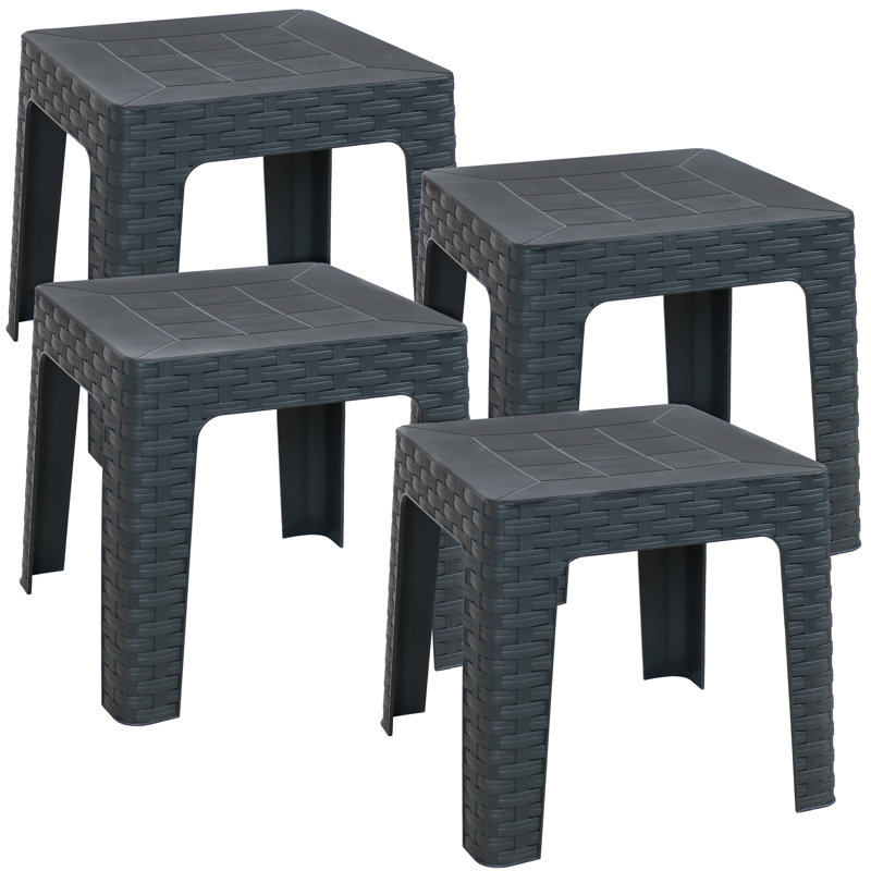 Contemporary Plastic Outdoor Patio Side Table, Gray