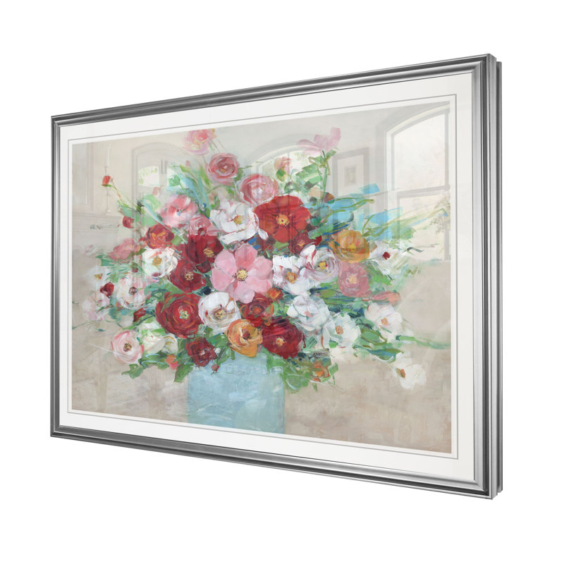 " Confetti Flowers ", 20" H x 24" W x 1.5" D, Silver Frame