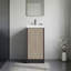 Meuble-lavabo sur pied et armoire avec lavabo en résine Syracuce, rangement compact pour salle de bain avec une porte et 2 tablettes intérieures