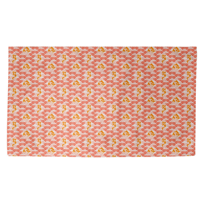 Tapis d'entrée antidérapant Avicia Koi Fish and Waves, Rectangle 3 pi 3 po x 5 pi 3 po