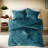 Luxurious Velvet Bedding Set, Teal Polyester, Modern Bedroom Comfort