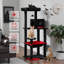 Arbre à chat avec très grand hamac, tour à chat noire 56,3 po avec lit en cercueil, maisonnette pour chat, poteaux à griffer en sisal et perchoir supérieur, arbre à chat multi-niveaux-131245981