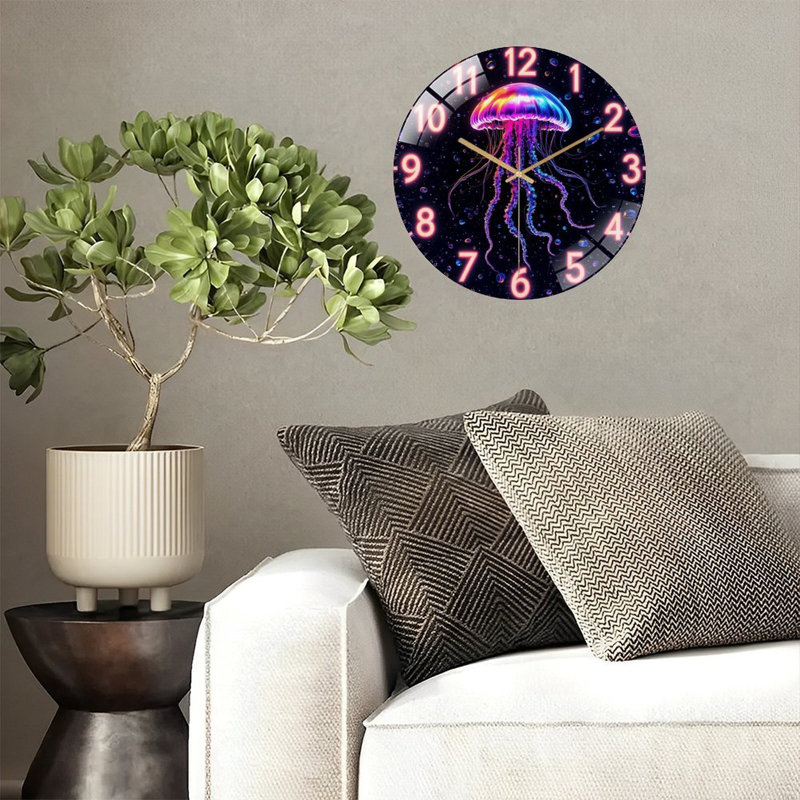 Horloge murale Neon Jellyfish