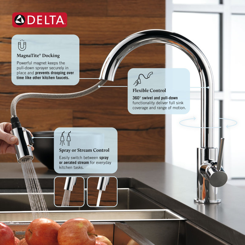 Essa Chrome Bar Sink Faucet with Pull Down Sprayer, Modern Single Hole Prep Sink Faucet, Single Handle, Chrome, Chrome