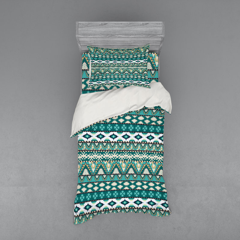 Rustic Polyester Geometric Shapes Duvet Cover, Twin XL Duvet Cover + 2 Additional Pieces