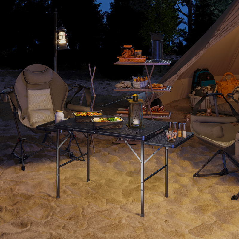 Table de camping pliante, table portative de 4,5 pi avec 2 panneaux à oreilles