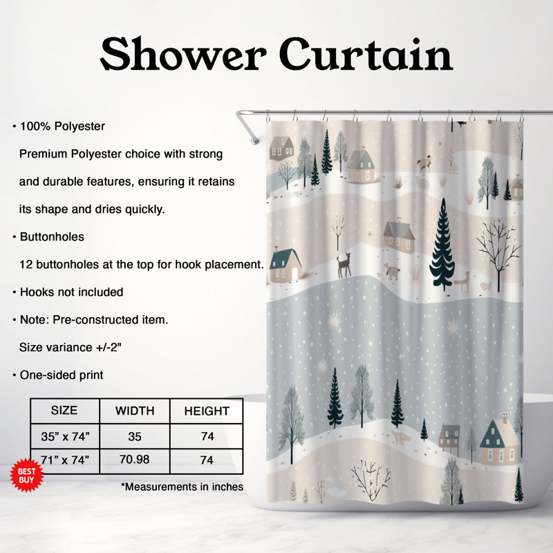 Snow Noel - Premium Shower Curtain, 74" H x 71" W