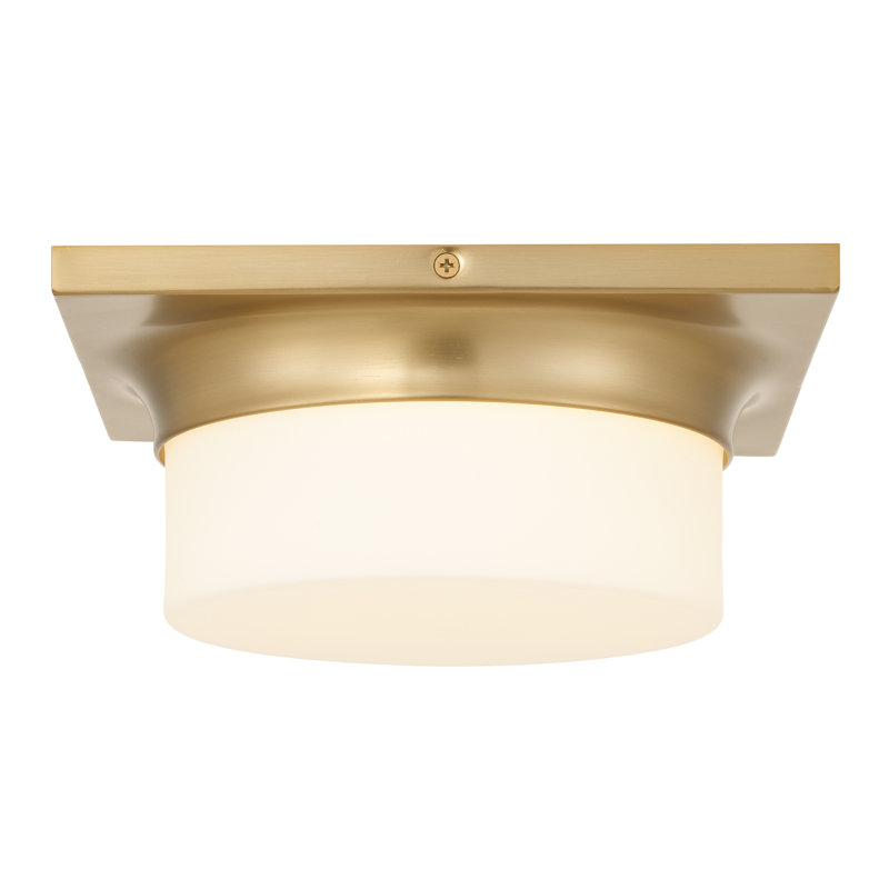 LED Flush Mount, Antique Brass, 3.75" H x 10" W x 10" D