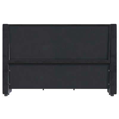 Lit plateforme tapissier noir Addesyn
