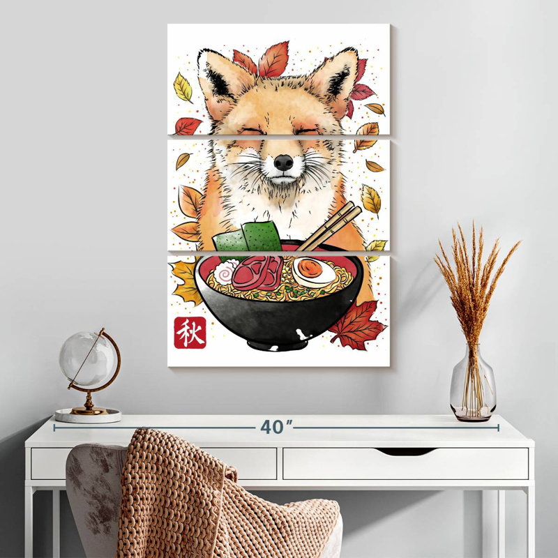 Fox Leaves And Ramen, 32" H x 20" W