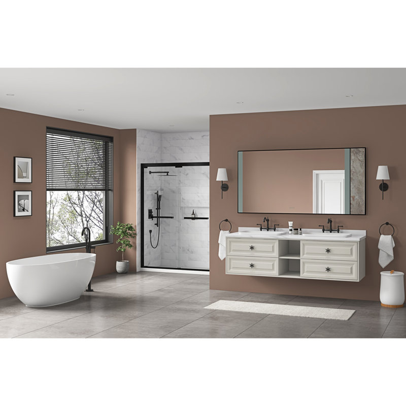 Meuble-lavabo 84 po x 36 po à DEL avec miroir et brouillard, Doré