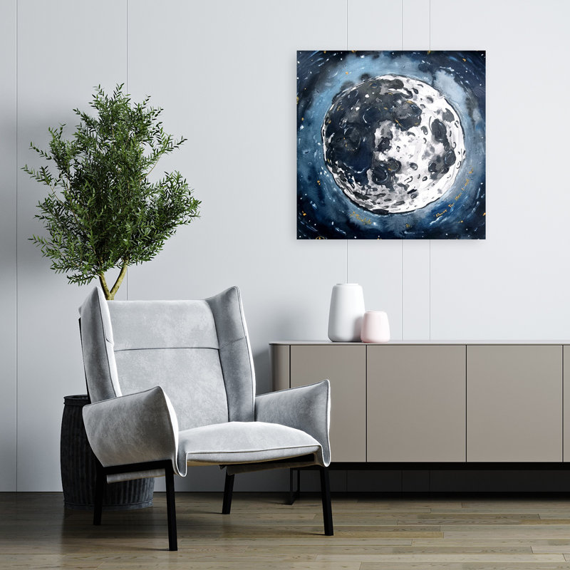 Cosmic Moon, paysage contemporain contemporain, art mural, H 32 po x l 32 po