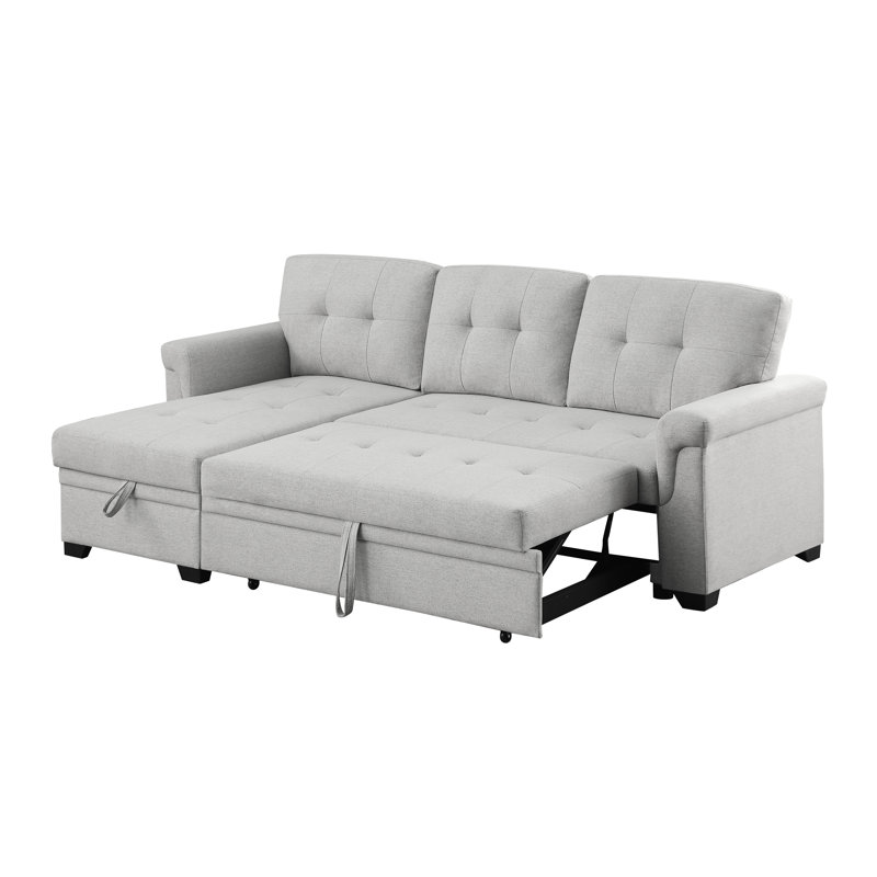 Canapé-lit modulaire réversible en lin gris clair 84 po Hunter