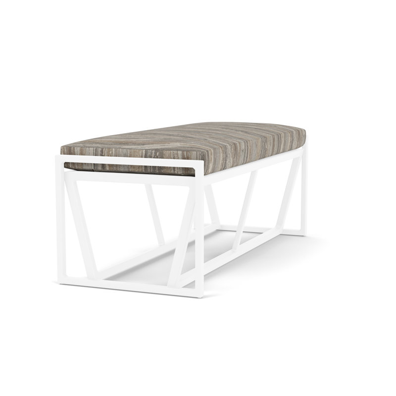 Summit Outdoor Dining Bench, White, Woodgrain Ash