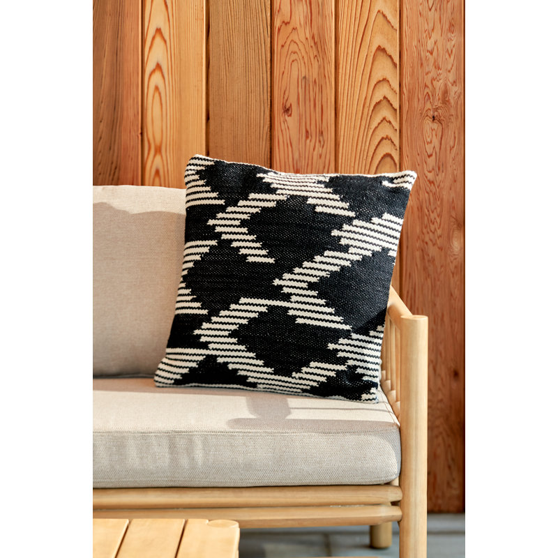 Indoor / Outdoor Chevron Square Cushion, Black
