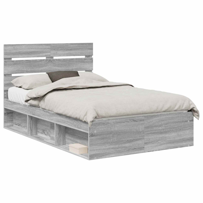 Solid Wood Bed, Small Double (4'), Grey Sonoma