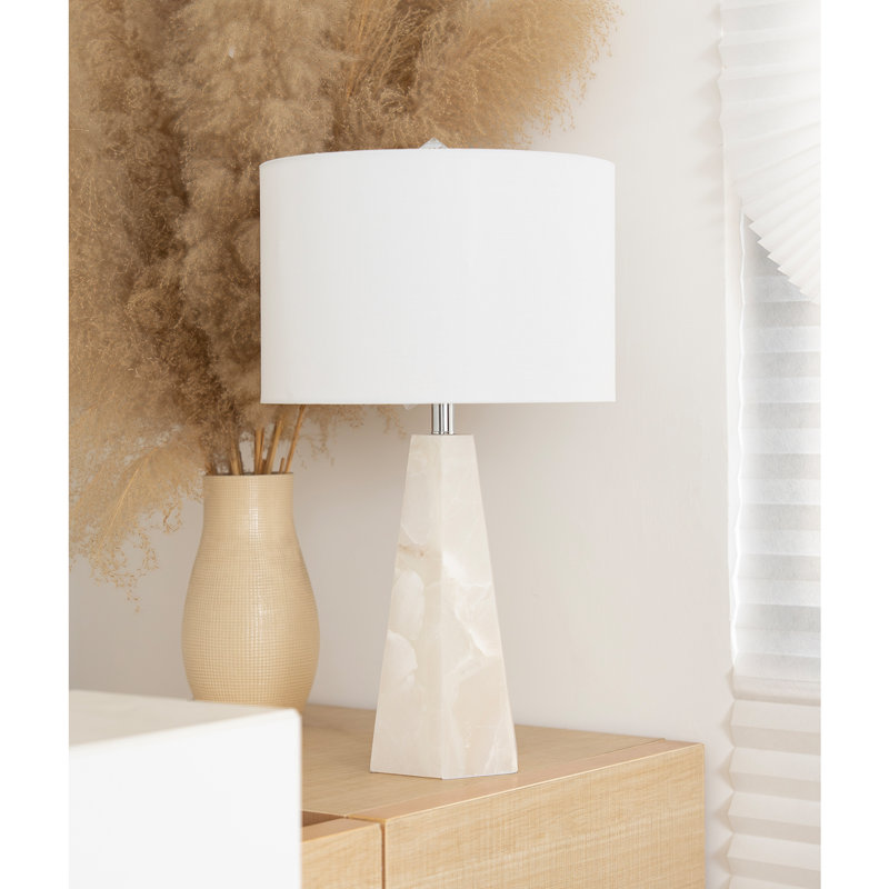 Lampe de table en albâtre 21 po avec veilleuse