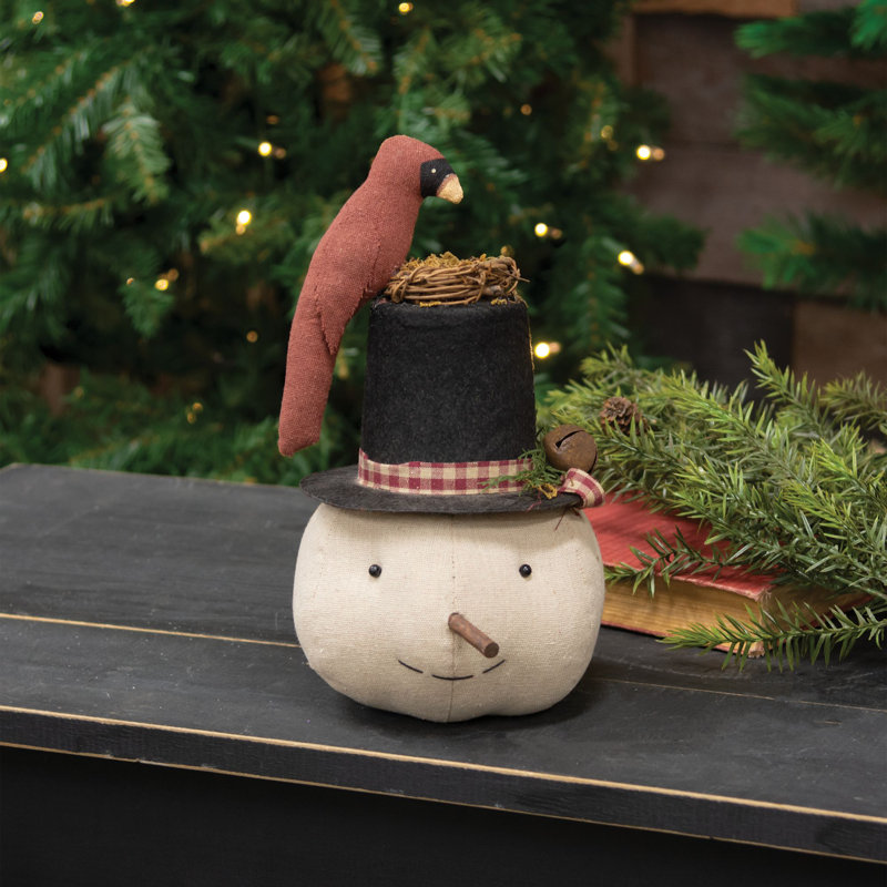 Stuffed Nesting Cardinal Top Hat Snowman Sitter