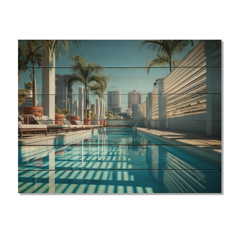 Impression d'ombres sur gratte-ciel turquoise Miami, H 10 po x l 20 po x P 0,78 po