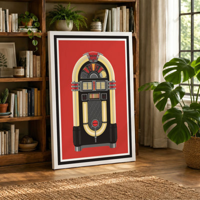 Vintage Jukebox Art Deco - Wrapped Canvas
