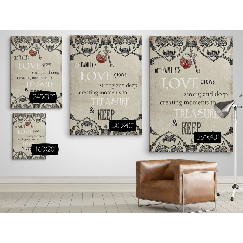 « love », art textuel sur toile tendue, H 24 po x l 32 po x P 1,5 po