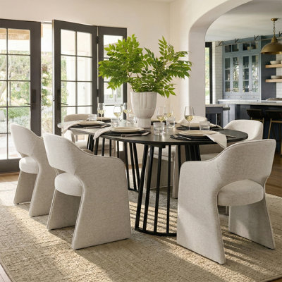6 - Person Dining Table Sets With Extendable Table & 6 Upholstered Waterproof Chairs