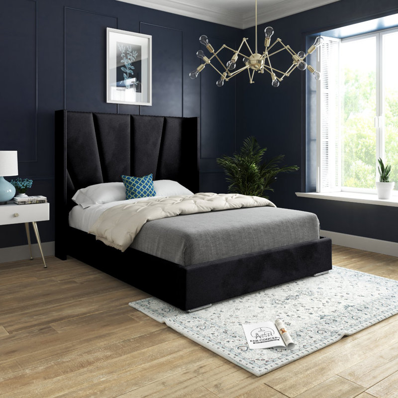 Anasztazia Upholstered Bed, Small Single (2'6), Black