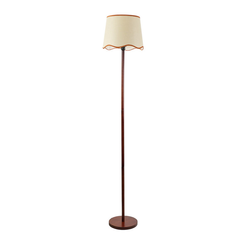 Roshina 182cm Traditional Floor Lamp, Walnut, Natural/Red, No