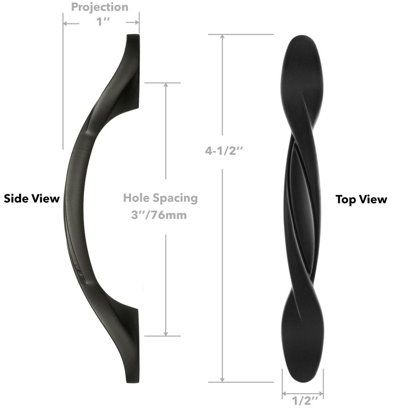 3" Center Arch Pull Multipack, Matte Black