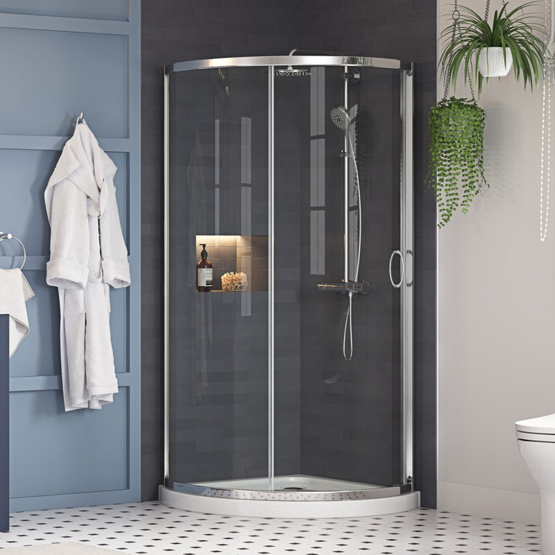 OVE Decors Breeze Premium 44 in. Round Shower Kit w/ Clear, Base in Chrome Finish