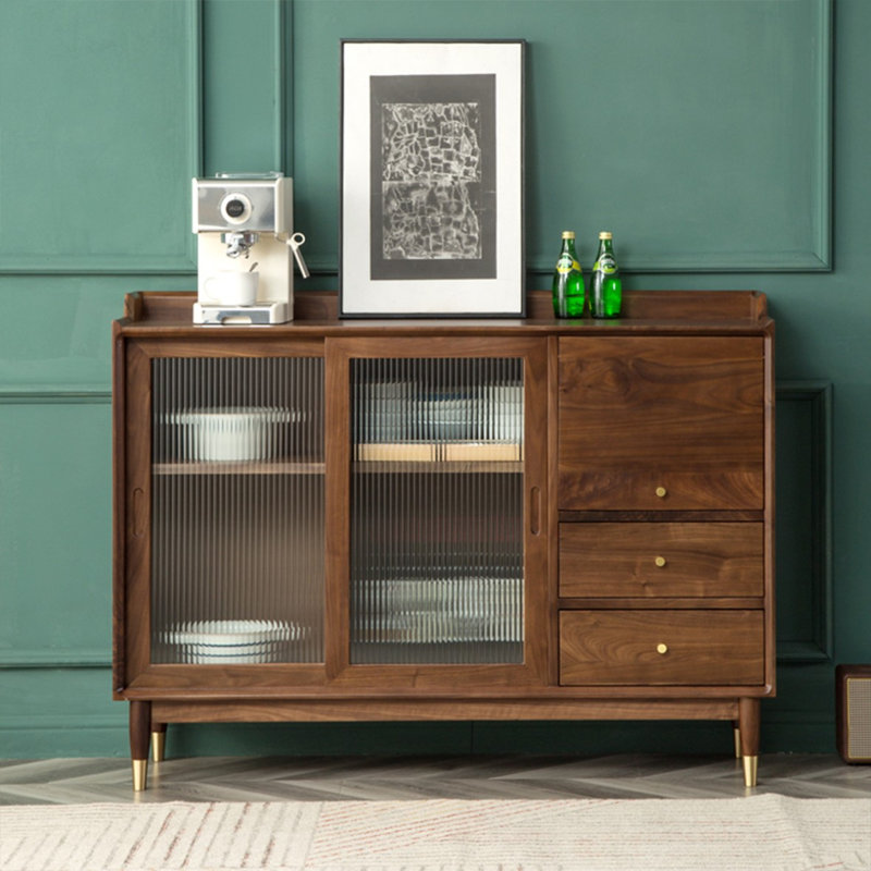 Buffet en bois de noyer massif, 38.98"H×62.60"L×15.35"W