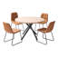 Ensemble de table de salle à manger 5 pièces, table de cuisine ronde peu encombrante avec 4 chaises rembourrées orange, coussins en similicuir, bureau moderne en ton de bois avec patins réglables pour la salle à manger, petits espaces