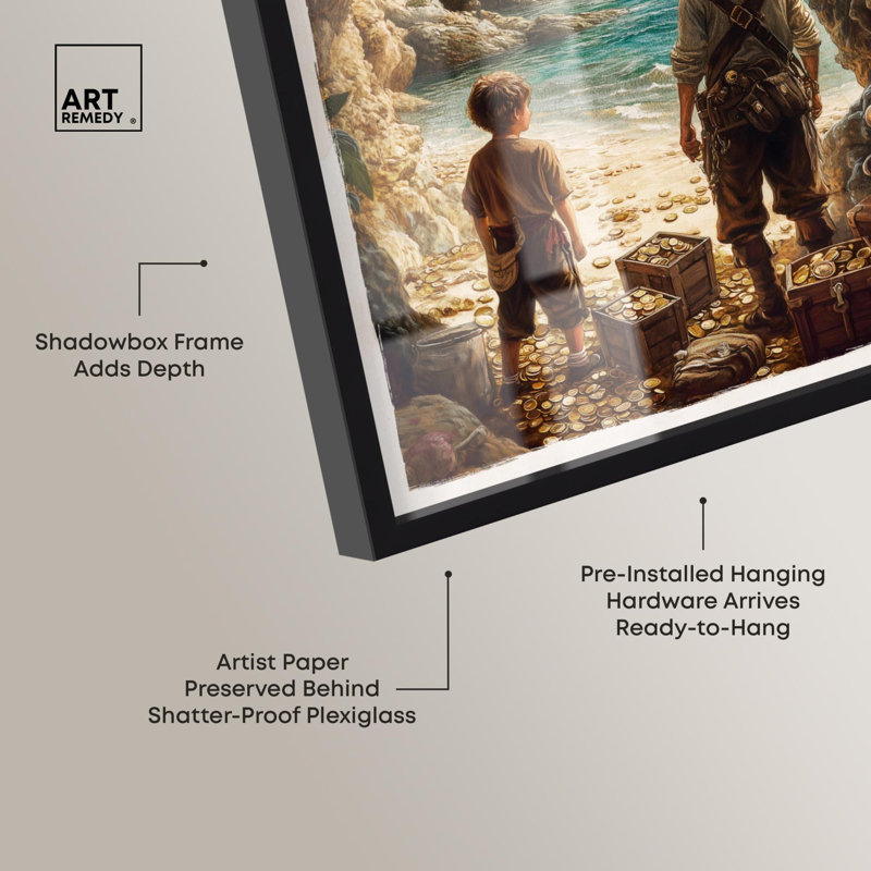 «Treasure Island Classic Shadowbox Print» par Art Remedy, Noir, H 16 po x l 11 po