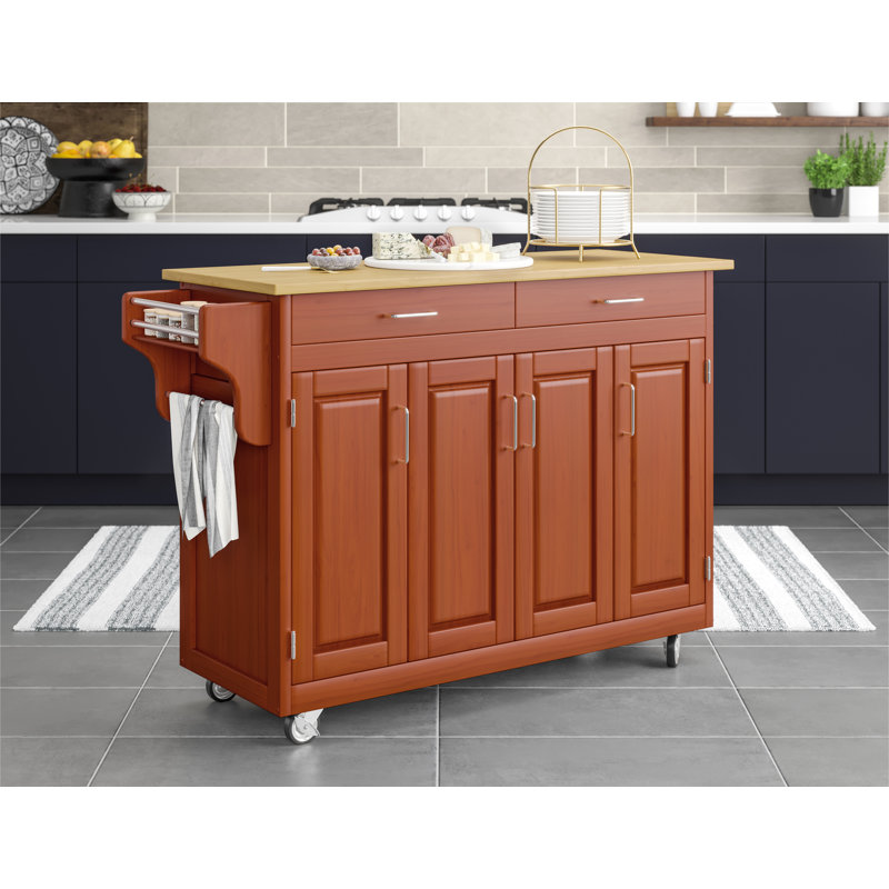 Littrell Kitchen Island, Cottage Oak Solid + Manufactured Wood