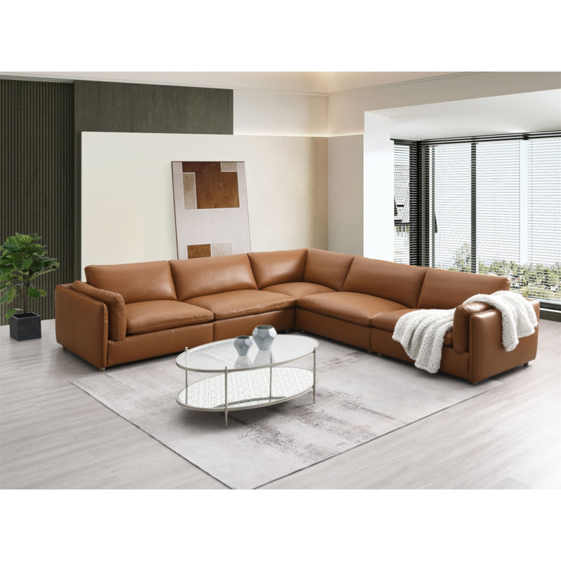 Canapé modulaire en cuir 5 pièces Brighton